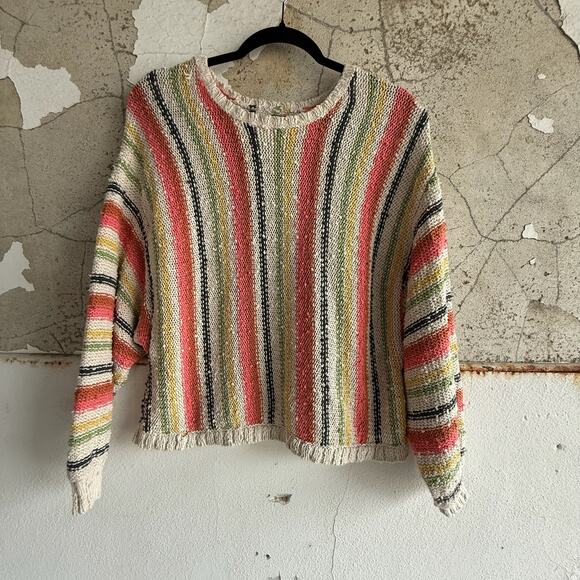 Billabong Chunky Knit Striped Sweater Multicolor Textured Pullover Size L - Picture 2 of 7